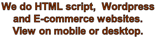 We do HTML script,  Wordpress  and E-commerce websites.  View on mobile or desktop.